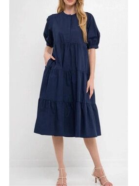 NWOT English Factory Navy Blue Dress Size L